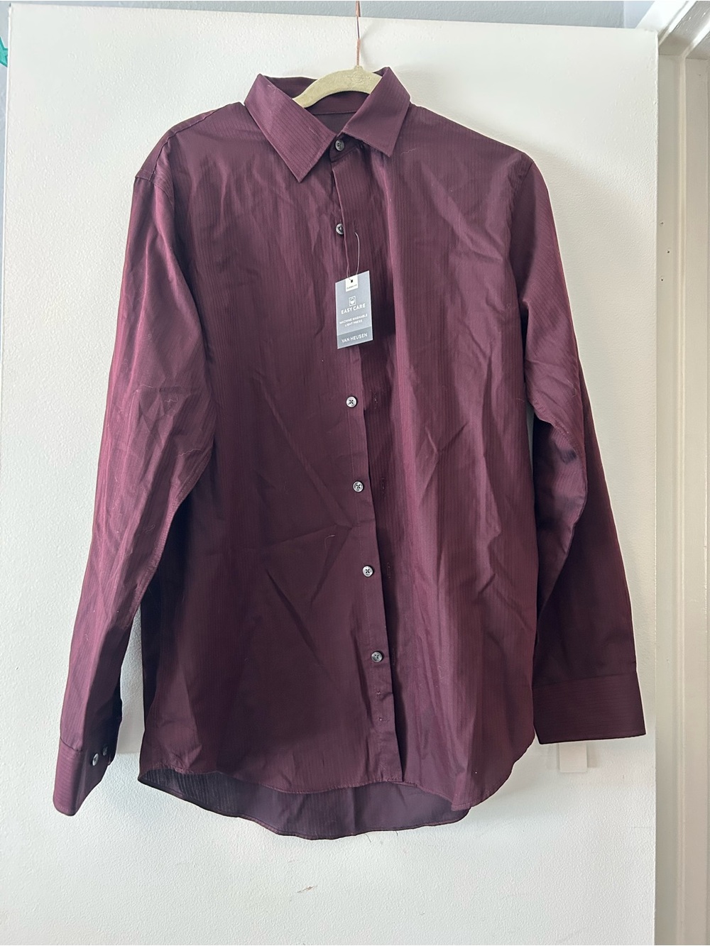 Van Heusen Men's Long-Sleeve Button-Down Shirt in Burgundy